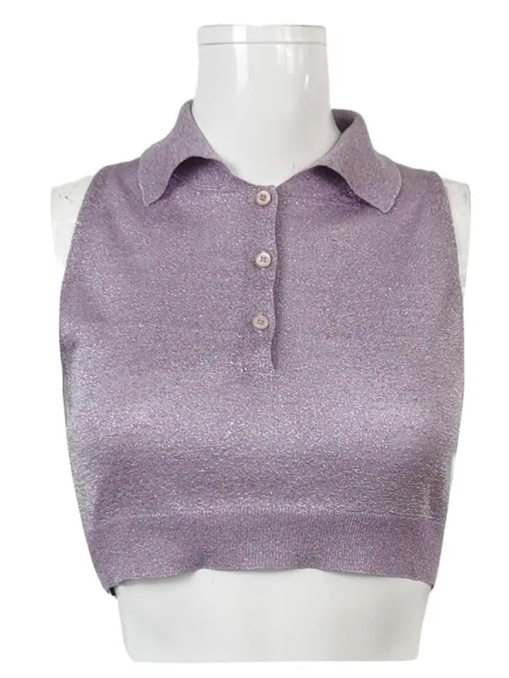 Prada Metallic Purple Polo crop top 2021 size small